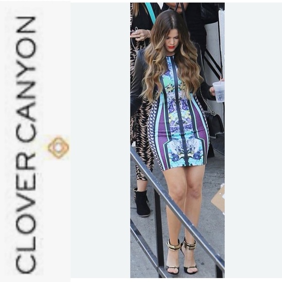 Clover Canyon Graphic Print Elephant and Tigers Neoprene Dress m - Picture 4 of 15